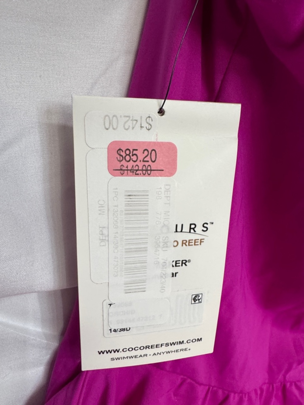 Coco Reef One-Shoulder Magenta Swimdress - Picture 3 of 7